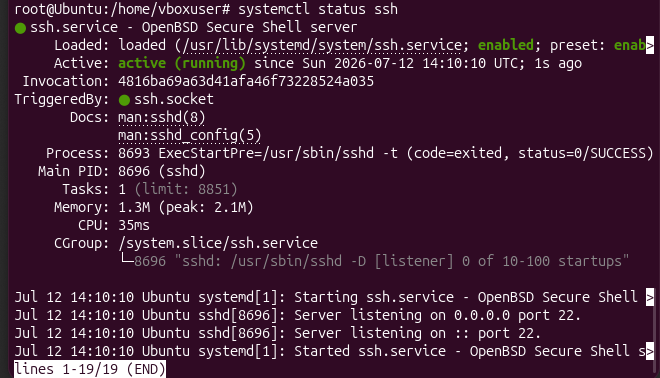 Status usługi SSH w systemie Linux